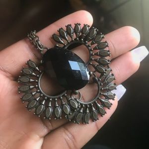 Long black jewelry necklace